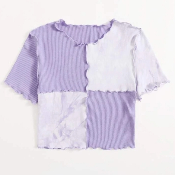 𝅺tie Dye Panel Seam Front Crop Tee - Picture 1 of 5